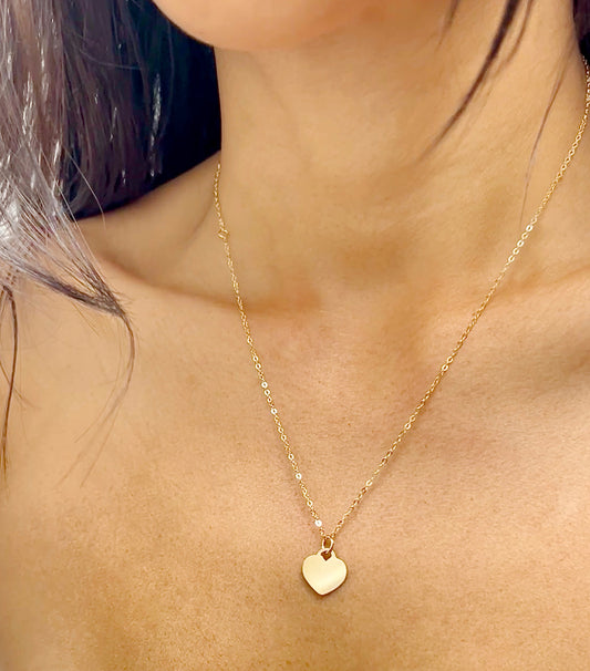 Collier Cœur Plaque Personnalisé - Or 14K Gold Filled