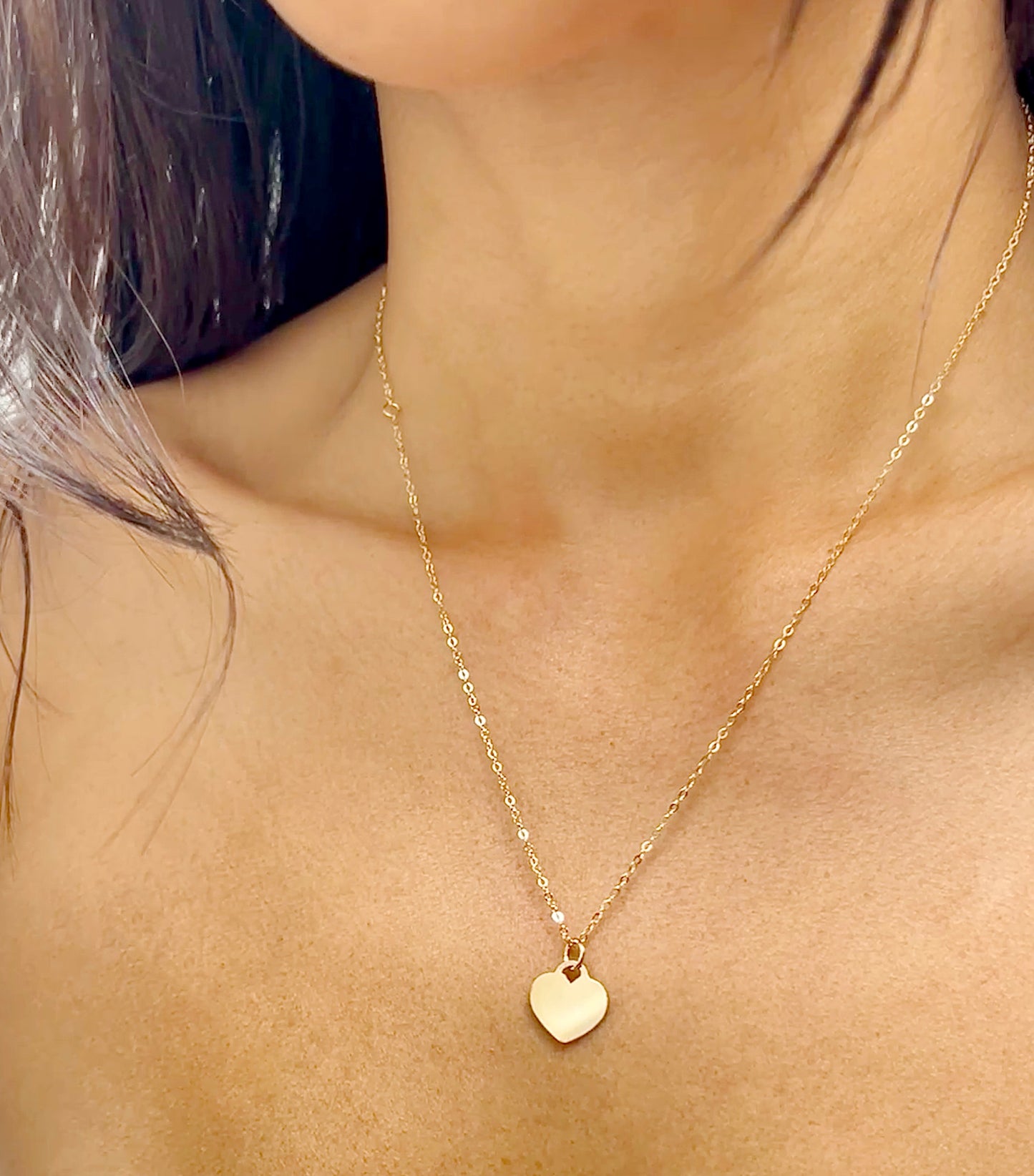 Collier Cœur Plaque Personnalisé - Or 14K Gold Filled