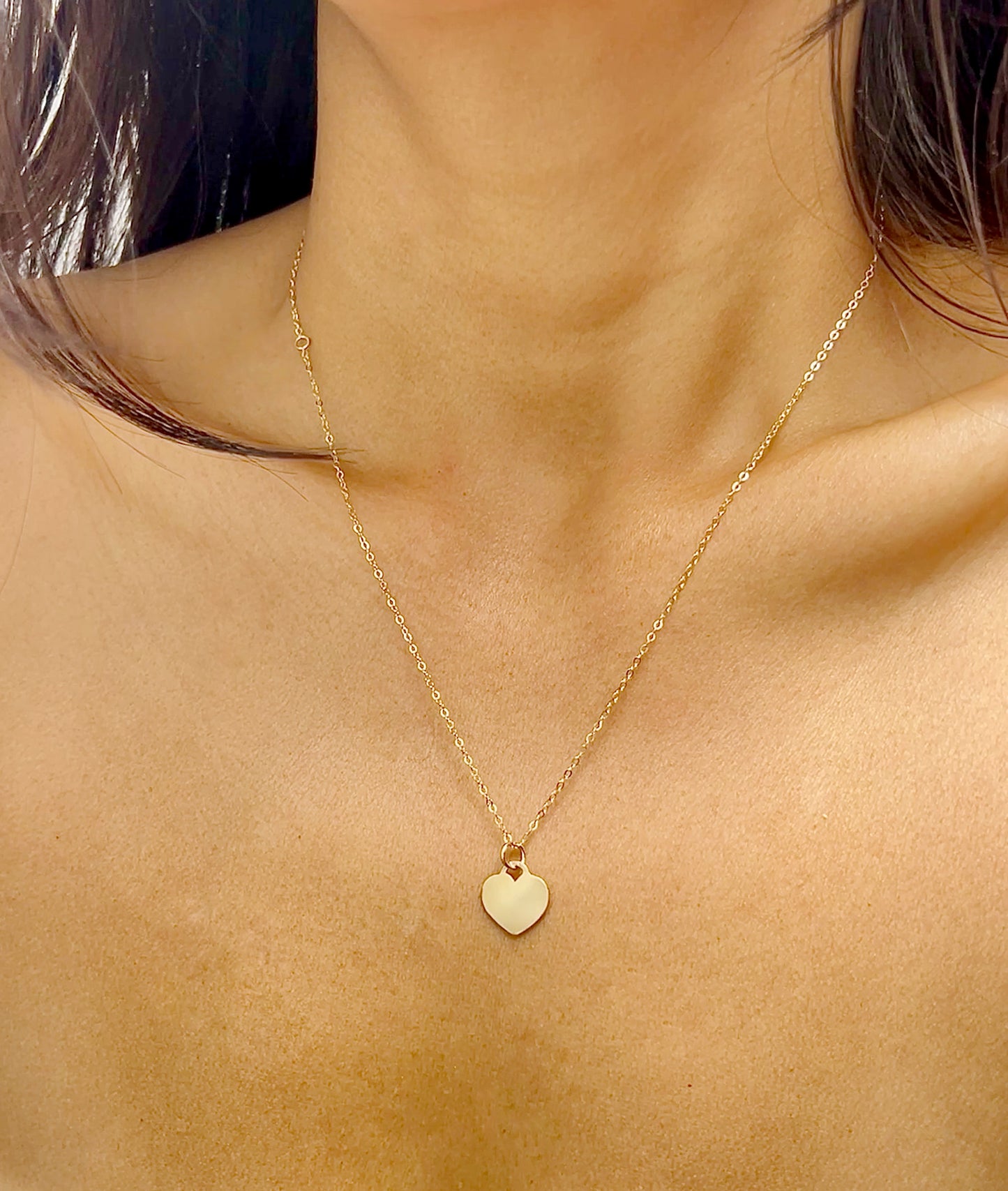 Collier Cœur Plaque Personnalisé - Or 14K Gold Filled